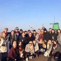 Group pic in front of the windmills