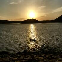 Sunset after the safari through Parakrama Samudra