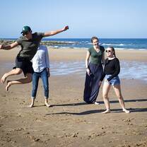 Students on the beach