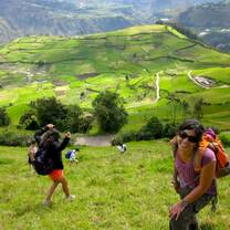 VISIONS participants take a break from service to hike up around Tungurahua