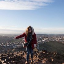 On top of Arthur's Seat (an extinct volcano that stands tall over Edinburgh)