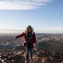 On top of Arthur's Seat (an extinct volcano that stands tall over Edinburgh)