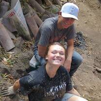 Dimitri and I after participating in the cement bucket line 