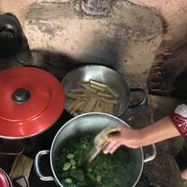 Cooking lunch with the members of the Amaru community in the Sacred Valley
