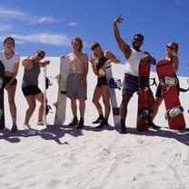 Sandboarding with the other interns. 