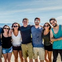 students smiling in greece