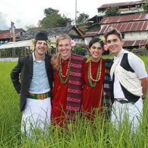 Celebrating Dashain Festival in traditional Gurung dress