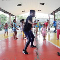 Dancing at a Panamanian orphanage