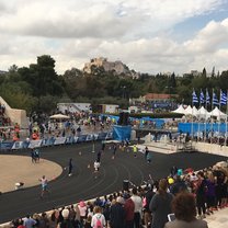 Athens Marathon Finish Line with View of the Acropolis