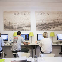 Students preparing lessons in our beautiful library