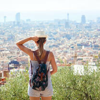 A student looking over Barcelona city