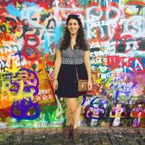 I took this picture in front of the John Lennon Wall during my first week in Prague.