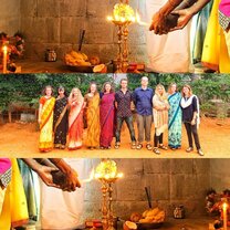 Students getting colorful in their custom-made Saris!
