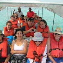 On boat to the islands