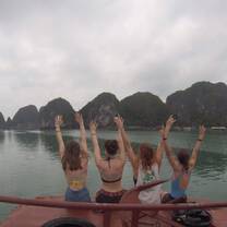 Sitting on the boat in Ha Long Bay