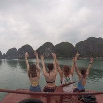 Sitting on the boat in Ha Long Bay