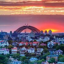 Sunset over city 