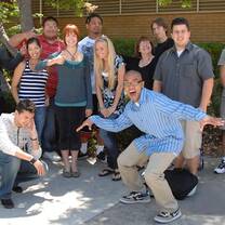 Group of people outside a classroom 