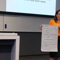 student giving presentation