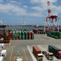 Waiting for new cargo deliveries at Hakata Port