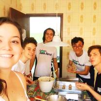group of students cooking together