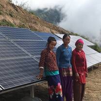 Women from Dhapchung, Nepal with their community's solar micro-grid