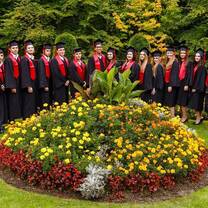 Students in graduation gowns.