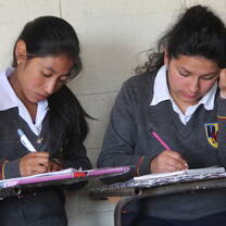 two girls in school uniform 