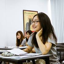 lady smiling at his teacher
