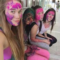 four girls with paint face