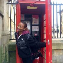 A girl in the phonebooth
