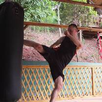 Man practice kicking