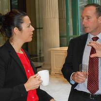 man and a woman talking 