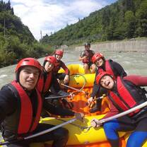 Students water rafting.