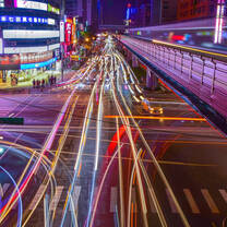 A busy street in Taipei