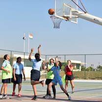 girls playing basketball