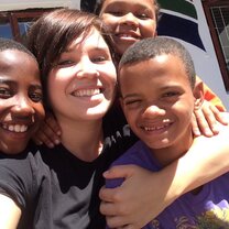 Lady with kids smiling