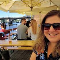 Enjoying a beer on the Vltava River