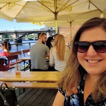 Enjoying a beer on the Vltava River