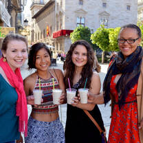 Students enjoying milk shakes in Madrid