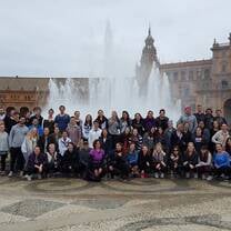 Students with a fountain in Seville! 