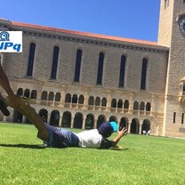 Don't bring me back! I'm already home! The guy with the cap is me. The image is the logo of our academic financial institution.
