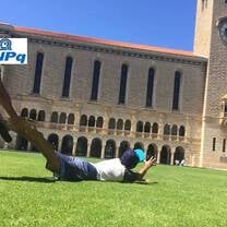 The guy with the cap is me. The image is the logo of our academic financial institution. 
