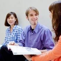 Students talking.