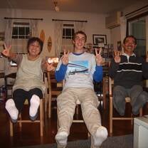 Host family and student smiling