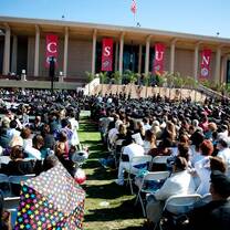 People at a graduation ceremony.
