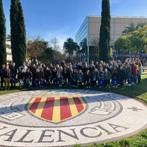 concrete engraved with Valencia and flag 