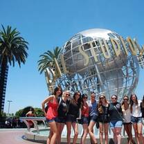 All girls standing infront of the "Univerals studio"