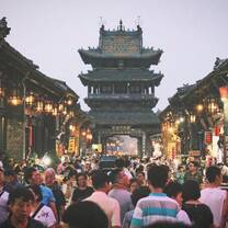 Busy streets near the temple