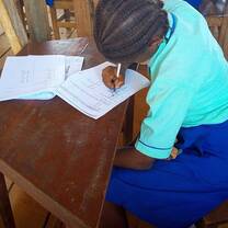 a student writing